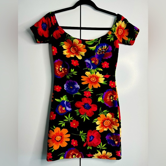American Apparel x Cali Sun & Fun Floral Bardot Bodycon Dress. - Picture 2 of 4
